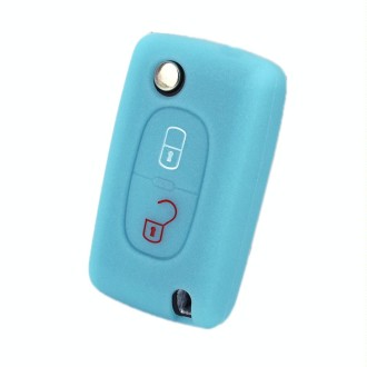 2pcs Car Key Cover for Peugeot 206/207/4008/3008 Citroen Sega/Triumph/C5(Luminous Blue)