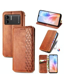 For DOOGEE X98 Pro / X98 Cubic Grid Pressed Magnetic Leather Phone Case(Brown)