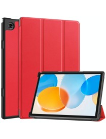 For Teclast M40 Pro 2023 Custer Pure Color 3-Fold Holder Leather Tablet Case(Red)