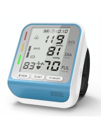 JZ-253A Automatic Electronic Sphygmomanometer Smart Wrist Type Indicator Blood Pressure Meter, Shape: No Voice Broadcast(Blue Wh