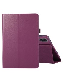 For Honor Tablet V7 Pro Litchi Texture Solid Color Horizontal Flip Leather Case with Holder & Pen Slot(Purple)