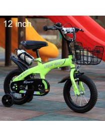 5188 12 inch Sports Version Children High Carbon Steel Frame Pedal Bicycle with Front Basket & Bell, Recommended Height: 90-105c