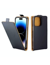 For iPhone 15 Pro Vertical Flip Leather Phone Case with Card Slot(Black)