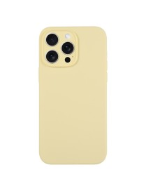 For iPhone 15 Pro Pure Color Liquid Silicone Fine Pore Phone Case(Creamy Yellow)