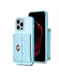 For iPhone 15 Pro Horizontal Wallet Rhombic Leather Phone Case(Blue)