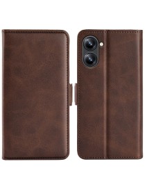 For Realme 10 4G Dual-side Magnetic Buckle Horizontal Flip Leather Phone Case(Brown)