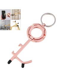 2 PCS EDC Door Opener Non-Contact Press Elevator Protection Keychain Pendant, Specification: OPP Packaging(Rose Gold)