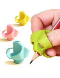 50 PCS Children Calligraphy Posture Correction Grip Pen AAtifact Silicone Three-Finger Pencil Case Random Colour Delivery