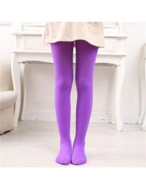 Spring Summer Autumn Solid Color Pantyhose Ballet Dance Tights for Kids, Size:M (Purple)