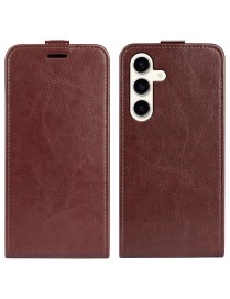 For Samsung Galaxy S24+ 5G R64 Texture Vertical Flip Leather Phone Case(Brown)