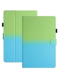 For 8 inch Universal Stitching Gradient Leather Tablet Case(Green Blue)