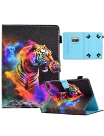 For 10 inch Coloured Drawing Leather Tablet Case(Tiger)