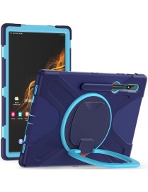 For Samsung Galaxy Tab S8 Ultra X900 Silicone + PC Tablet Protective Case(Navy Blue + Blue)