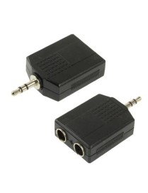 3.5mm Male to 2 Female 6.35mm Audio Adapter(Black)