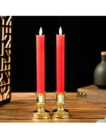2 PCS Simulation Long-rod Electronic Candle Lamp Swing Wick LED Temple Lamp(Red)