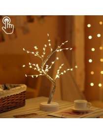 LED Pentagram Tree Copper Wire Table Lamp Creative Decoration Touch Control Night Light (Warm White Light)