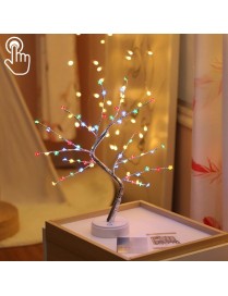 LED Plum Blossom Tree Copper Wire Table Lamp Creative Decoration Touch Control Night Light (Colorful Light)