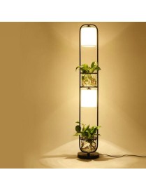 Modern Decoration Plant Flower Floor Lamp Fabric Lampshade Glass Study Stand Floor Light, US Plug