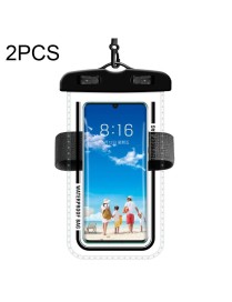 2 PCS Armband Style Transparent Waterproof Cell Phone Case Swimming Cell Phone Bag(Black)