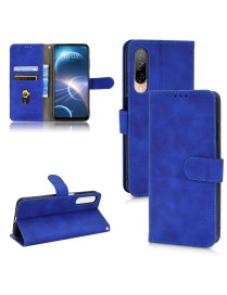 For HTC Desire 22 Pro Skin Feel Magnetic Flip Leather Phone Case(Blue)