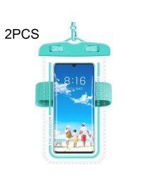 2 PCS Armband Style Transparent Waterproof Cell Phone Case Swimming Cell Phone Bag(Macaron Blue)