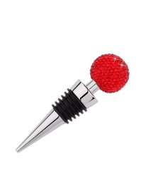 Crystal Ball Red Wine Stopper Diamond Zinc Alloy Metal Sealed Wine Cork(Big Red)
