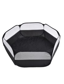Folded Small Pet Fence Outdoor Workout Game Crawling Small Animal Tent, Specification： With Side Cloth (Black)
