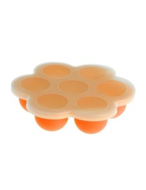 2 PCS 7 Grid Baby Food Container Infant Fruit Breast Milk Storage Box Freezer Tray Crisper(Orange)