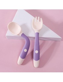 Children Eating Training Tableware Baby Bendable Silicone Soft Spoon, Color: Purple