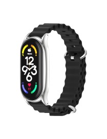 For Xiaomi Mi Band 6 / 5 / 4 / 3 MIJOBS PLUS Marine Silicone Breathable Watch Band(Black Silver)