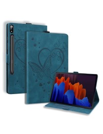 For Samsung Galaxy Tab S8 / Galaxy Tab S7 T870 SM-T875 SM-T876B Love Butterfly Pattern Horizontal Flip Leather Case with Holder(