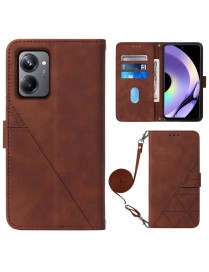For Realme 10 Pro 5G Crossbody 3D Embossed Flip Leather Phone Case(Brown)