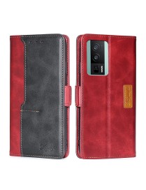 For Xiaomi Redmi K60 / K60 Pro Contrast Color Side Buckle Leather Phone Case(Red + Black)