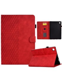For Samsung Galaxy Tab A9+ Rhombus Embossed Leather Tablet Case(Red)