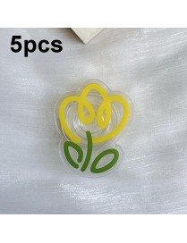 5pcs Transparent Colored Tulip Flower Airbag Support Desktop Can Retractable Back Paste Phone Bracket(Yellow)