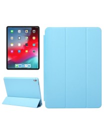 Horizontal Flip Solid Color Leather Case for iPad Pro 11 inch (2018), with Three-folding Holder & Wake-up / Sleep Function (Blue