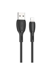 Borofone BX86 Advantage 2.4A USB to 8 Pin Silicone Charging Data Cable, Length:1m(Black)