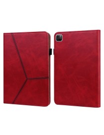 For iPad Pro 12.9 2022 / 2021 / 2020 / 2018 Solid Color Embossed Striped Leather Case(Red)