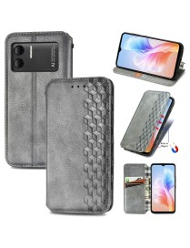 For DOOGEE X98 Pro / X98 Cubic Grid Pressed Magnetic Leather Phone Case(Grey)