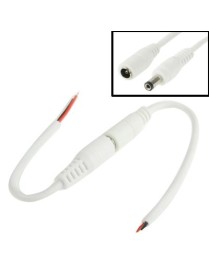 5.5 x 2.1mm DC Power Female Barrel to Male Barrel Connector Adaptor for LED Light Controller, Length: 20cm (White)
