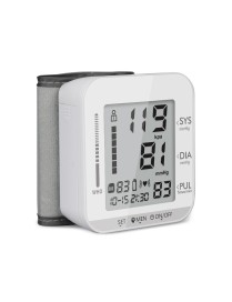 JZ-251A Household Automatic Electronic Sphygmomanometer Smart Wrist Blood Pressure Meter, Shape: No Voice Broadcast(Full White)