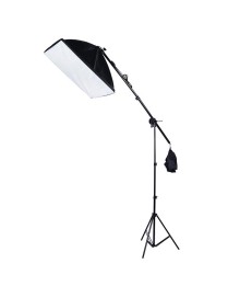 50x70cm Single Light Softbox + 2m Photography Lighting Tripod Mount Stand + Arm Jib Crossbar Bracket Studio Flash Light Set