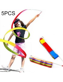 5 PCS 4m Colorful Children Toy Dancing Practices Dance Ribbons with Sticks, Random Pattern Delivery