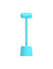 Pet Cat and Dog Supplies Long Handle Comb With Base(Blue)