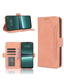 For HTC U23 / U23 Pro Skin Feel Calf Texture Card Slots Leather Phone Case(Pink)