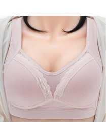 Front Button Cotton Breastfeeding Underwear Breathable Pregnancy Bra without Steel Ring (Color:Bean Paste Size:36/80BC)