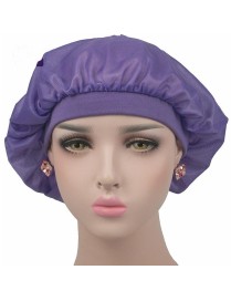 Coconut Nightcap Air Conditioning Cap Long Hair Cap Wide Band Satin Bonnet(Purple)