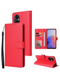 For OPPO A96 5G / Reno7 Z / Reno8 Z Multifunctional 3 Card Slots Leather Phone Case(Red)