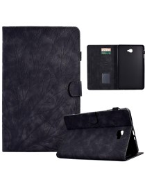 For Samsung Galaxy Tab A 10.1 2016 Fortune Tree Pressure Flower PU Tablet Case with Wake-up / Sleep Function(Black)