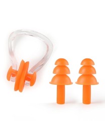 20 Sets Earplugs Nose Clip Silicone Set Swimming Waterproof Equipment(Orange)